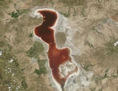 壮观！微生物“作怪”致伊朗乌尔米湖变成血色
