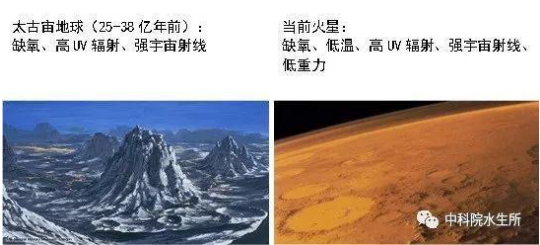 图2 当前火星与早期地球环境比较(图片来源于网络)